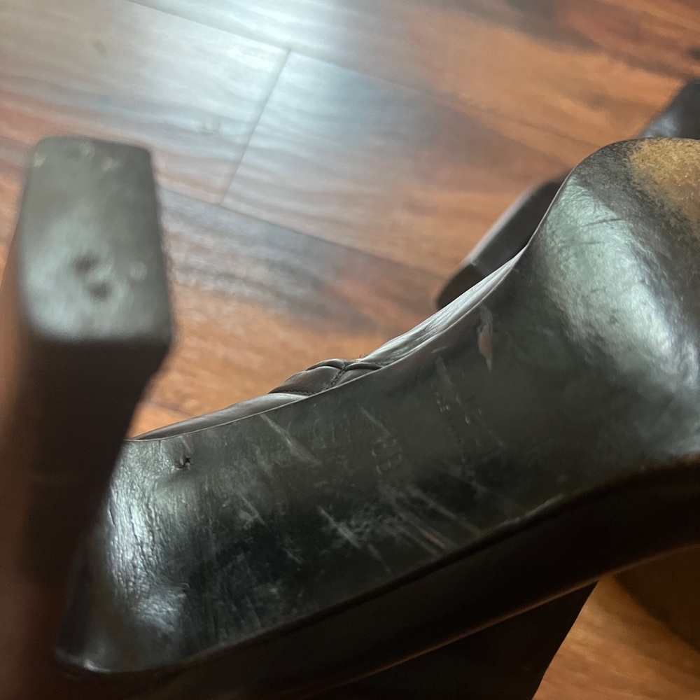 Vintage Gucci Women’s Black Leather Square Toe Heeled Boots 8B - Picture 5 of 7